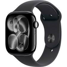 Apple Watch Series 11 GPS 46mm Jet Black Aluminium Case with Black Sport Band - M/L
