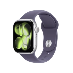 Apple Watch Series 11 GPS 42mm Srebrna aluminiowa koperta z fioletowym paskiem sportowym Fog - M/L