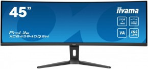 IIYAMA Monitor 44.5 cala XCB4594DQSN-B1 VA,DQHD,165HZ,USB-C-DOCK,RJ45,32:9,1500R,450cd/m2,3000:1,0.8ms,3xUSB,2xHDMI,1xDP,2x3W,PowerDelivery-90W