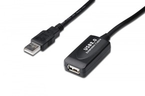 Digitus Kabel przedłużający USB 2.0 HighSpeed Typ USB A/USB A M/Ż aktywny, czarny 15m