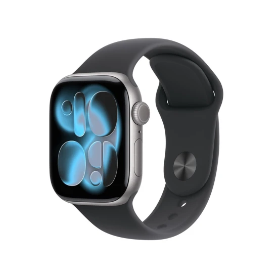 Apple Watch Series 11 GPS + Cellular 42mm Aluminiowa koperta w kolorze gwiezdnej szarości z czarnym paskiem sportowym - S/M (MF8A4ZR/A)
