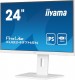 IIYAMA Monitor 24 cale XUB2497HSN-W2 IPS, USB-C Dock, HDMI, DP, 300cd, Pivot, HAS, biały
