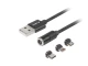 Lanberg Kabel magnetyczny COMBO USB-A(M)->USB MICRO(M)+LIGHTNING(M)+USB-C(M) 2.0 1m czarny QC 3.0