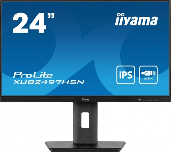 IIYAMA Monitor 24 cale XUB2497HSN-B2 IPS, USB-C Dock, HDMI, DP, 300cd, Pivot, HAS