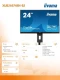 IIYAMA Monitor 24 cale XUB2497HSN-B2 IPS, USB-C Dock, HDMI, DP, 300cd, Pivot, HAS