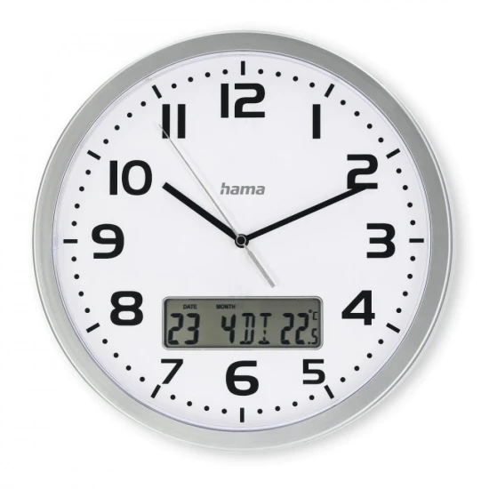 Hama Zegar ścienny DCF Moorea 30cm Srebrny