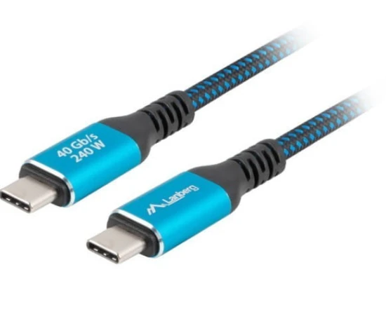 Lanberg Kabel USB-C M/M USB4 1.5M 240W 60HZ czarno-niebieski