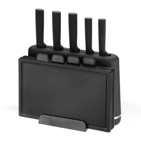 Feel-Maestro Zestaw noży + desek na podstawce MR-1412-BLACK