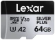 Lexar Karta pamięci microSD 64GB C10 A2 U3 V30 205/100MB/s Silver Plus
