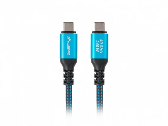 Lanberg Kabel USB-C M/M USB4 0,5m 240W 8K 60HZ czarno-niebieski