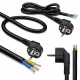 Qoltec Kabel zasilający | wtyczka kątowa SCHUKO CEE 7/7 (E/F) | miedź Cu| odizolowany lutowany | 3x1.0mm2 | 1.8m