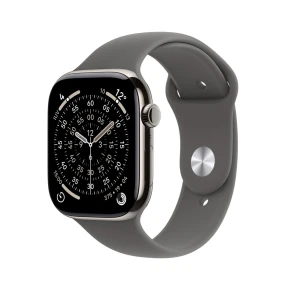 Apple Watch Series 11 GPS + Cellular 46mm koperta z naturalnego tytanu i sportowym paskiem w kolorze kamiennej szarości - S/M (MFCW4ZR/A)