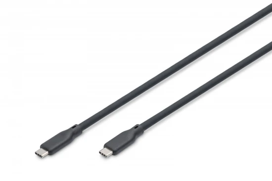 Digitus Kabel połączeniowy silikonowy USB-C-USB-C | USB 4 ver.2.0 80Gbps | 8K@60Hz | PD 3.1 240W| 0,5m | czarny