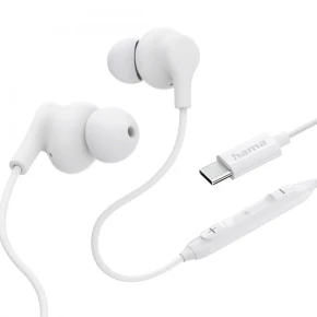 Hama Słuchawki douszne Curly USB-C białe