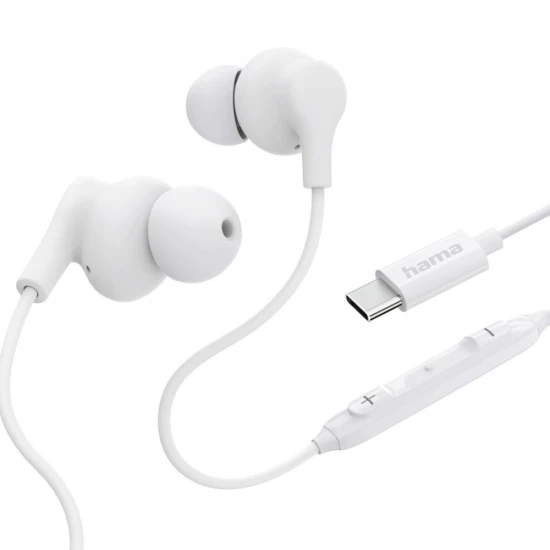 Hama Słuchawki douszne Curly USB-C białe