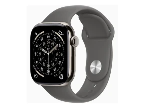 Apple Watch Series 11 GPS + Cellular 42 mm z kopertą w kolorze naturalnego tytanu i paskiem sportowym w kolorze kamiennej szarości – rozmiar M/L