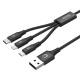 Unitek Kabel USB-A 3w1 USB-C/microUSB/ Lightning czarny C14049BK