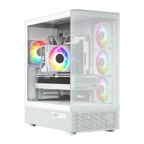 MODECOM Obudowa VOLCANO AQ300 MID RGB GLASS 4 wentylatory biała
