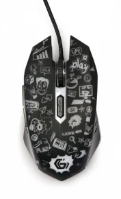 Gembird Mysz optyczna LED, 6-przyciskowa, USB, czarna