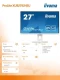 IIYAMA Monitor 27 cali XUB2792HSU-W5 IPS,HDMI,DP,VGA,FHD,SLIM,HAS(150mm)