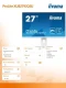 IIYAMA Monitor 27 cali 'XUB2792QSU-W5 IPS,WQHD,HDMI,DP,DVI,HAS(150mm),biały