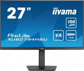 IIYAMA Monitor 27 cali ProLite XUB2794HSU-B6 VA,FHD,100HZ,4000:1,1MS,HDMI,DP,2xUSB,  FreeSync,2x2W,HAS(150mm),PIVOT