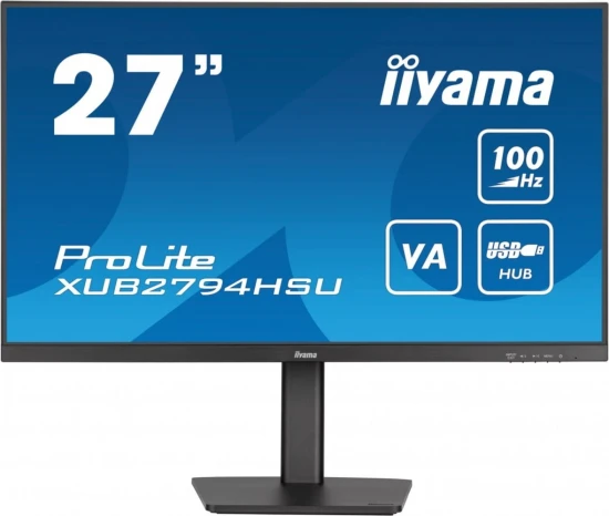 IIYAMA Monitor 27 cali ProLite XUB2794HSU-B6 VA,FHD,100HZ,4000:1,1MS,HDMI,DP,2xUSB,  FreeSync,2x2W,HAS(150mm),PIVOT