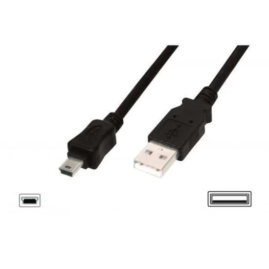 Digitus Kabel połączeniowy USB 2.0 HighSpeed "Canon" Typ USB A/miniUSB B (5pin) M/M czarny 1m